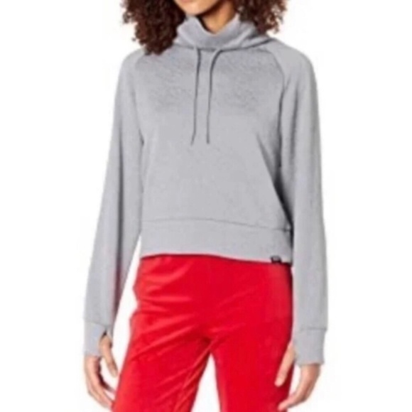 Juicy Couture Women's Jacquard Quilted Crop Pullover in Light Heather Grey - Picture 3 of 10